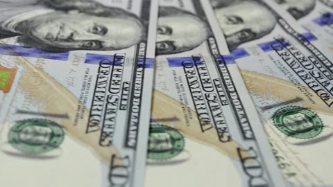 100 dollars close up. One hundred dollar bills 스톡 동영상 136437535