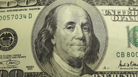 100 dollars  close-up. Rotation center Stock Footage 44985516