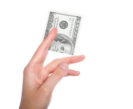 100 dollars in hand Stock Photos