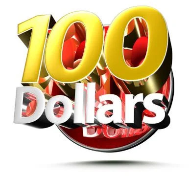 100 dollars isolated on white background illustration 3D rendering.(with Clip Stock Illustration