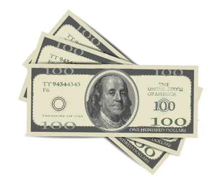 100 dollars isolated on white Stock Illustration