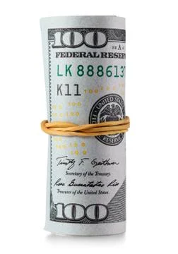 100 dollars on white background Stock Photos