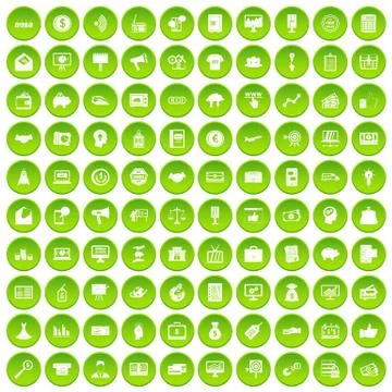 100 e-commerce icons set green 스톡 일러스트
