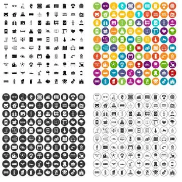 100 electrical engineering icons set vector variant Stock Illustration
