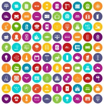100 electrical engineering icons set color Stock Illustration