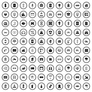 100 electrical engineering icons set, simple style Stock Illustration