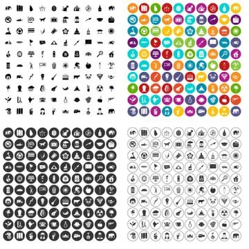 100 elephant icons set vector variant Illustrazione stock