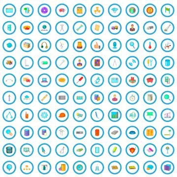 100 engineering systems icons set, cartoon style Illustrazione stock