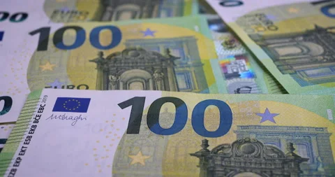 100 euro banknotes closeup Video stock 237015074