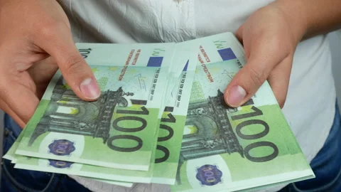100 euro banknotes Stock Footage 234127312