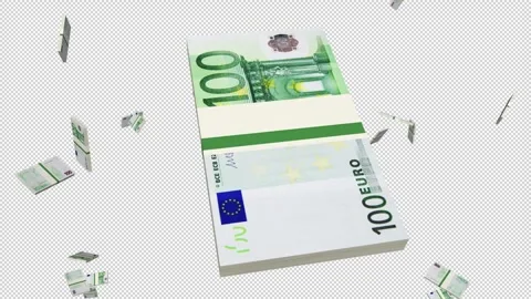 100 euro banknotes with transparent (alpha) background Stock Footage 252021175