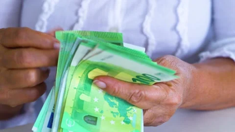 100 Euros Counting Stock Footage 144614416