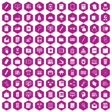 100 folder icons hexagon violet イラスト素材