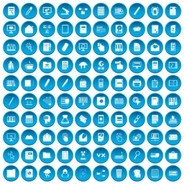 100 folder icons set blue Illustrazione stock