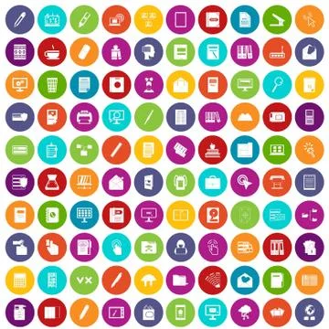 100 folder icons set color Illustrazione stock