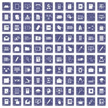 100 folder icons set grunge sapphire Illustrazione stock