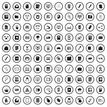 100 folder icons set, simple style Illustrazione stock