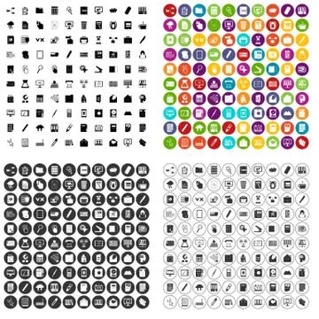 100 folder icons set vector variant Illustrazione stock