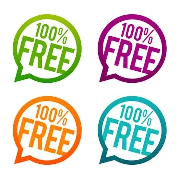 100% Free Buttons. Circle Eps10 Vector. Stock Illustration