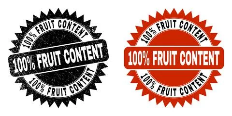 100% FRUIT CONTENT Black Rosette Seal with Scratched Surface Stock Illustration