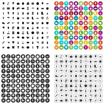100 garden icons set vector variant Stockillustratie