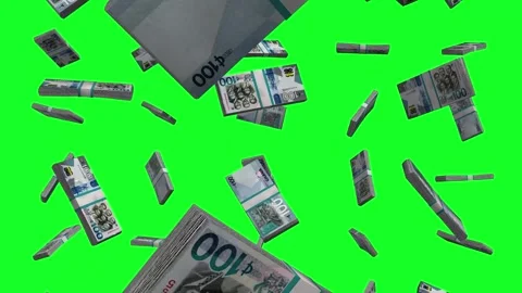 100 Ghana Cedis Note Banknotes Falling Animation on Green Screen Stock Footage 295881934