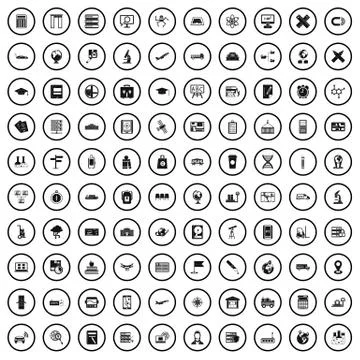 100 globe icons set, simple style Illustrazione stock