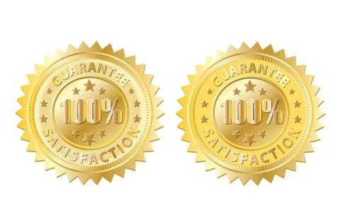 100 guarantee gold with emboss Stock Illustration