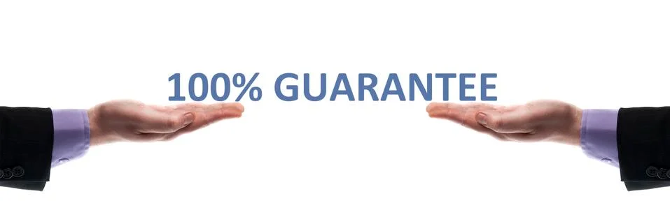 100% guarantee message Stock Photos