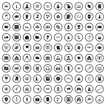 100 hacking icons set, simple style 스톡 일러스트