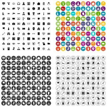 100 hacking icons set variant Illustrazione stock