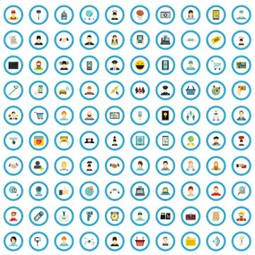100 handphone section icons set, flat style イラスト素材