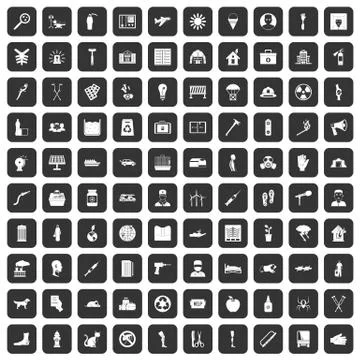 100 help icons set black 스톡 일러스트