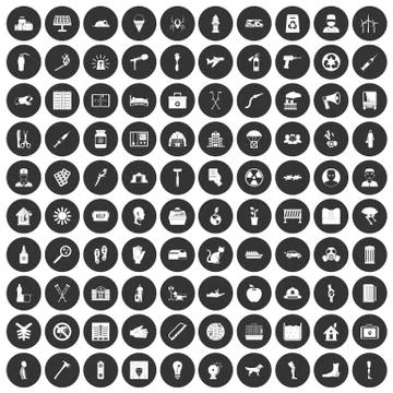 100 help icons set black circle イラスト素材