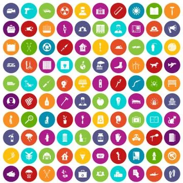 100 help icons set color Illustrazione stock