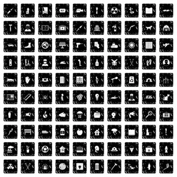 100 help icons set, grunge style イラスト素材