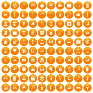 100 help icons set orange Illustrazione stock
