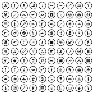 100 help icons set, simple style Stock Illustration
