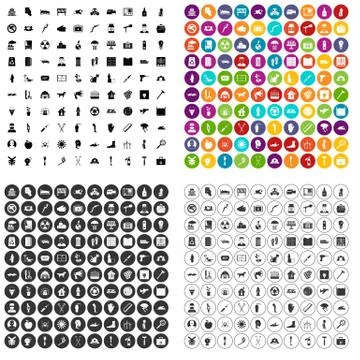 100 help icons set variant Illustrazione stock