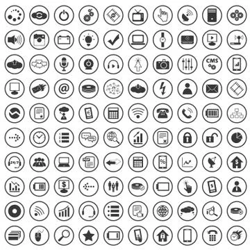 100 Hi-Tech icons set Ilustración de archivo
