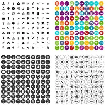 100 honeymoon icons set vector variant Illustrazione stock