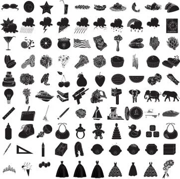 100 Icon Set Stock Illustration