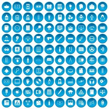100 information icons set blue Stock-Illustration