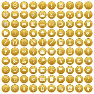 100 information icons set gold Stock-Illustration
