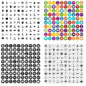 100 intelligent icons set vector variant Illustrazione stock