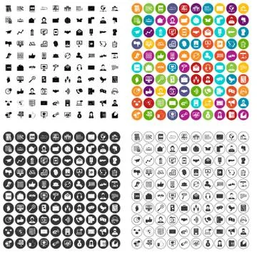100 interaction icons set vector variant イラスト素材