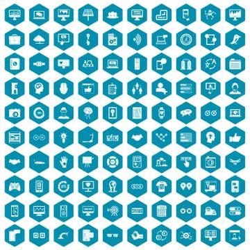 100 interface icons sapphirine violet Stock Illustration