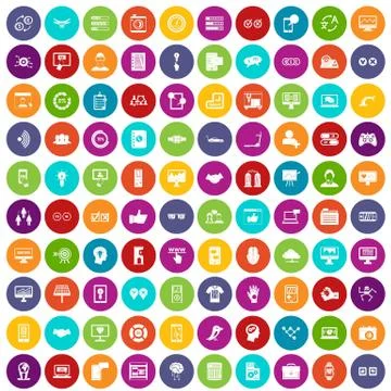 100 interface icons set color Stock Illustration