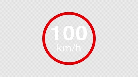 100 kmh speed limit road sign icon animation Stock Footage 335466611