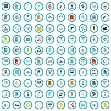 100 learning book icons set, flat style Illustrazione stock